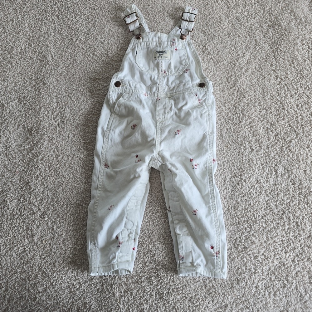 OshKosh B'gosh All-Over Floral Girls 18M Overalls White